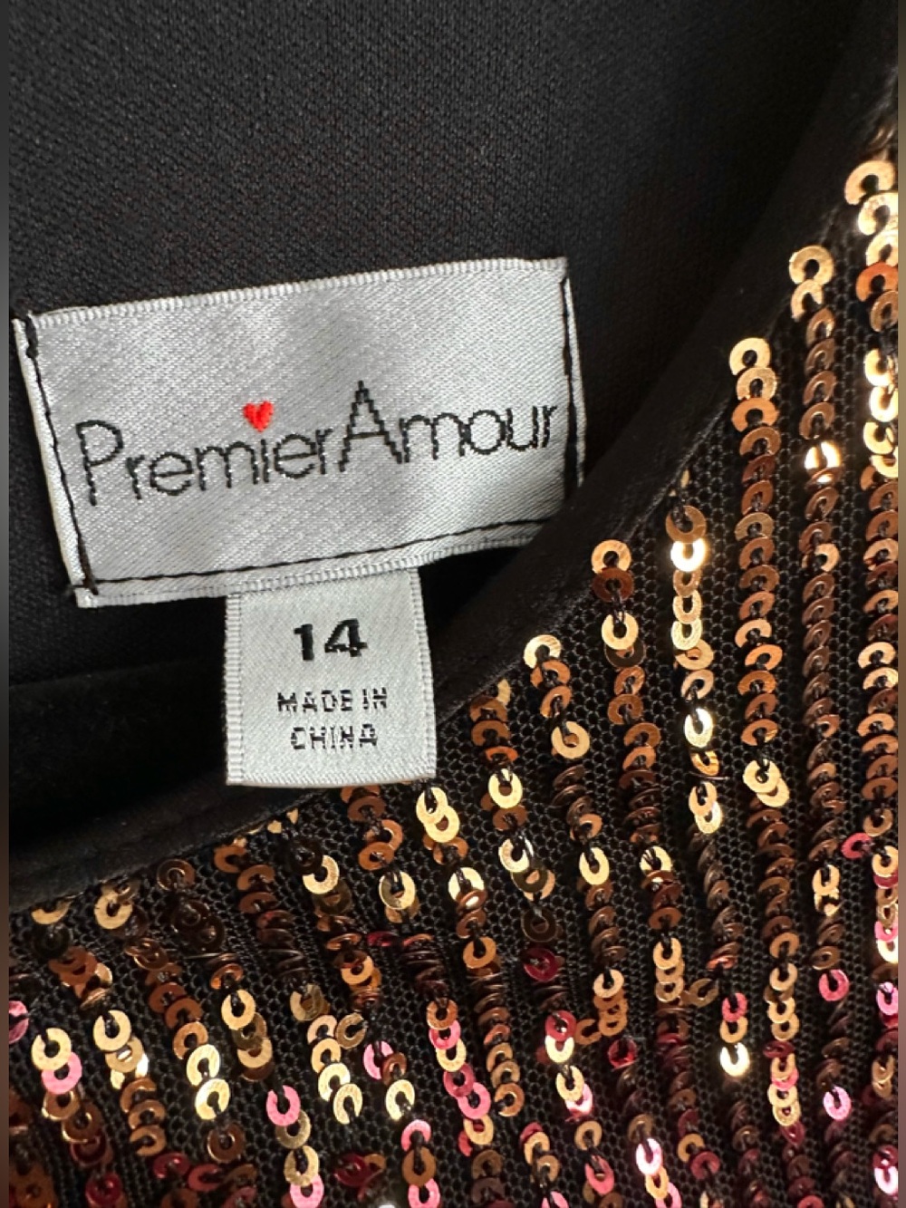 Premier Amour Black Dress with Gold Sequins - Picture 2 of 7